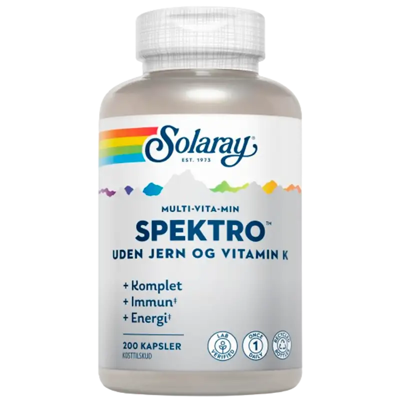 Solaray Spektro Multi-Vita-Min Uden Jern & Vitamin K (200 kaps)