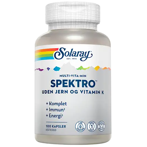 Solaray Multivitamin Spektro Uden Jern & Vitamin K (100 kaps)