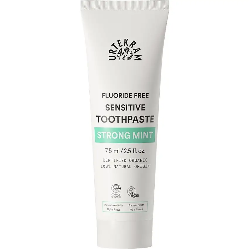 Urtekram Dental Care Fluoride Free Sensitive Toothpaste Strong Mint 75 ml