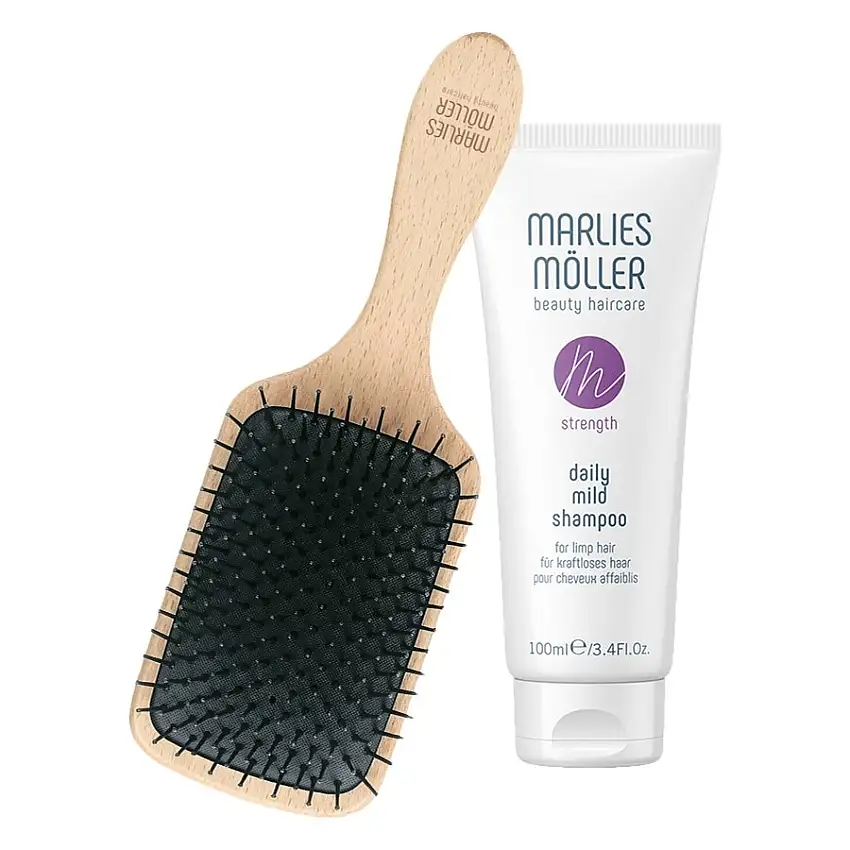 Marlies Möller Strength Dagligt hårsæt Travel Hair & Scalp Brush + Daily Mild Shampoo 100 ml / 1 Stk.