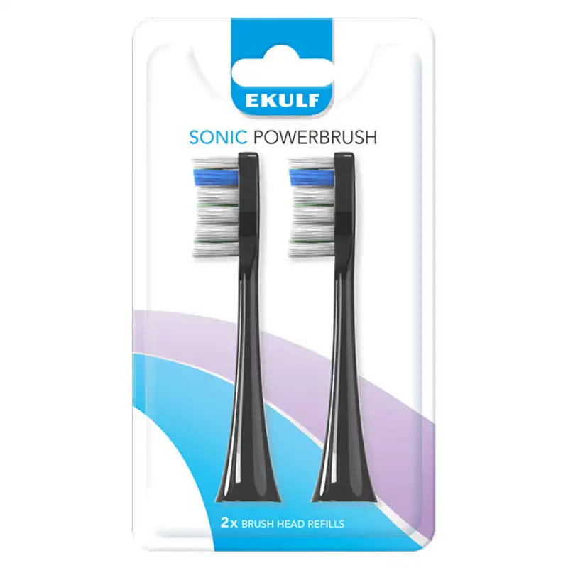 Ekulf Sonic PowerBrush black refill (2 stk)