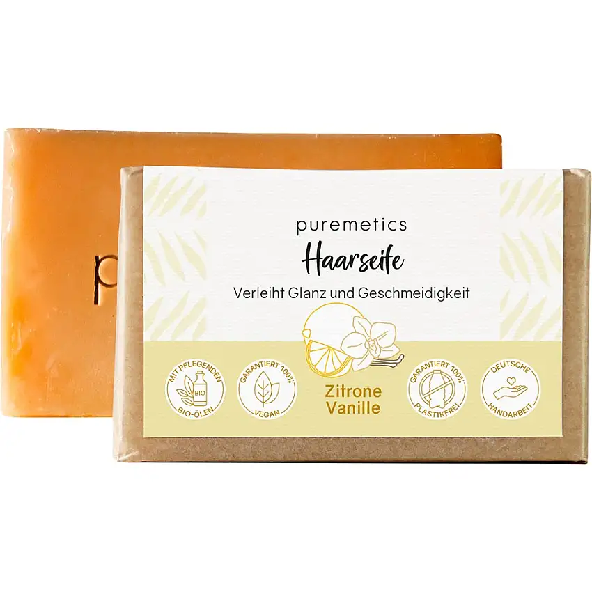 puremetics Natural soaps Citron-vanilje-hårsæbe 75 g