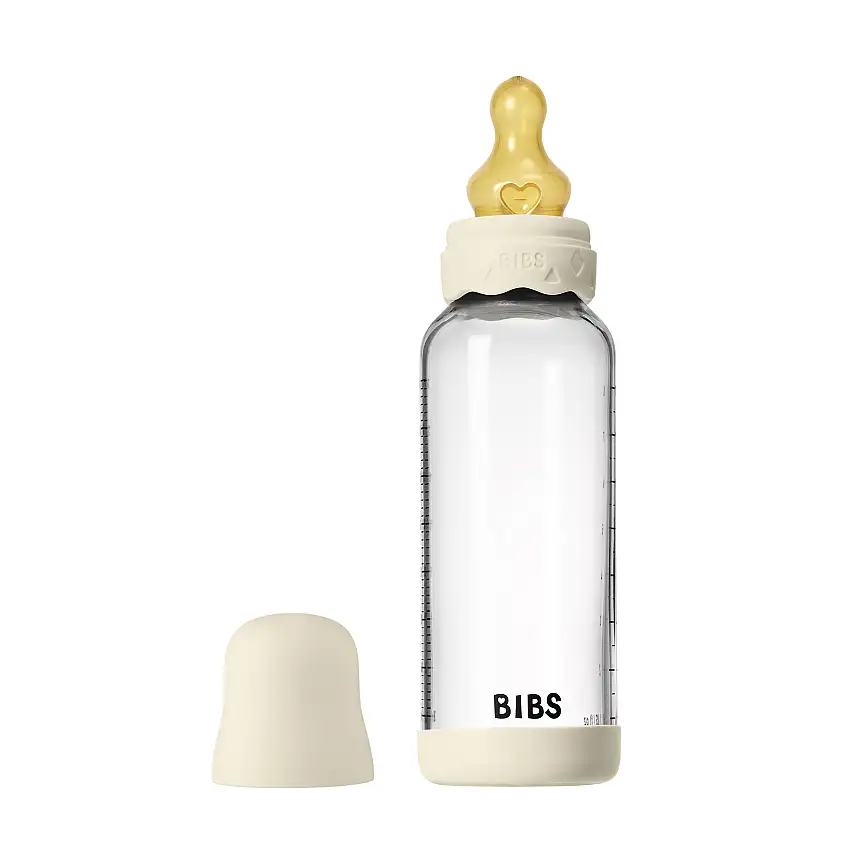 BIBS Baby Glass Boheme Bottle Naturgummi Medium Flow Ivory