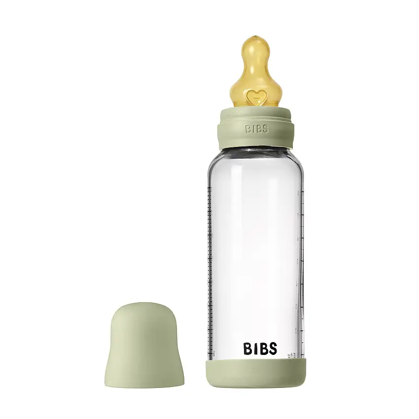 BIBS Baby Glass Bottle Naturgummi Medium Flow Sage