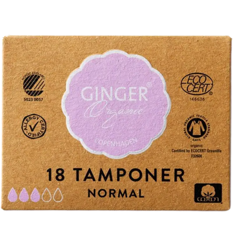 Ginger Organic Tampon u. indføringshylster Normal Ø (18 stk)