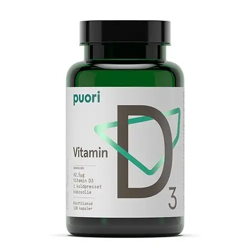 Puori (PurePharma) Vitamin D3 med Kokosolie - 62,5 µg (120 kapsler)