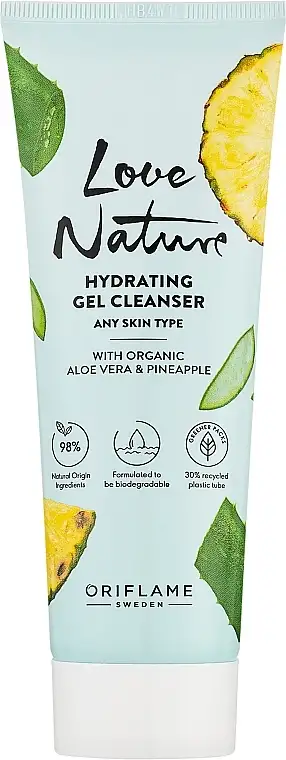 Fugtgivende ansigtsrensende gel med økologisk aloe & ananas 30127799
