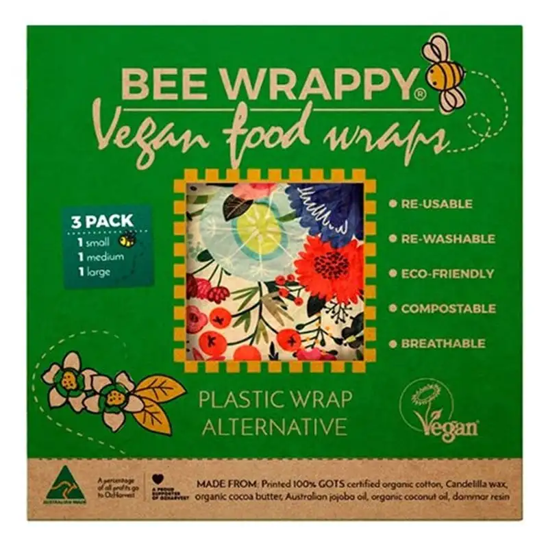 Bee Wrappy Vegan Food Wraps (3 pak)