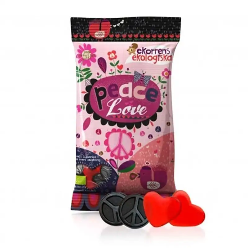 Peace & Love Saltlakrids og Hindbærhjerter Ø (80 gr)