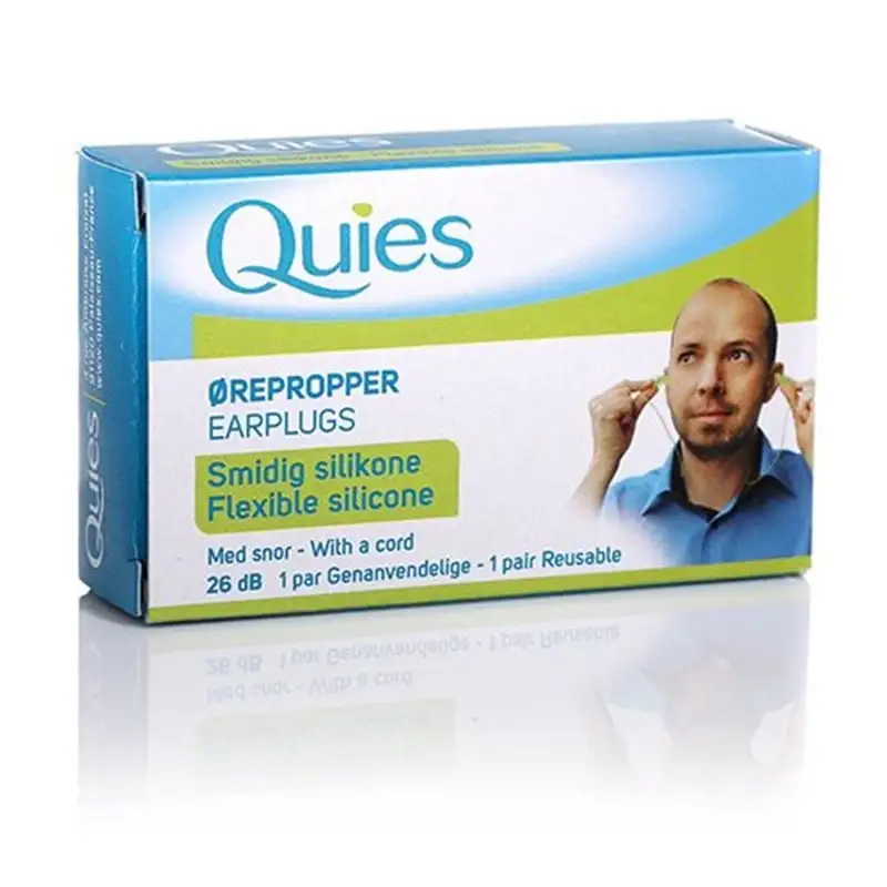 Quies Ørepropper med snor, i blød og fleksibel silikone