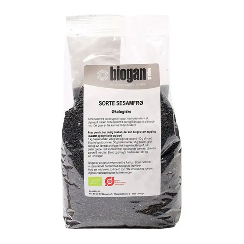 Biogan - Sorte Sesamfrø - Økologiske - 500g