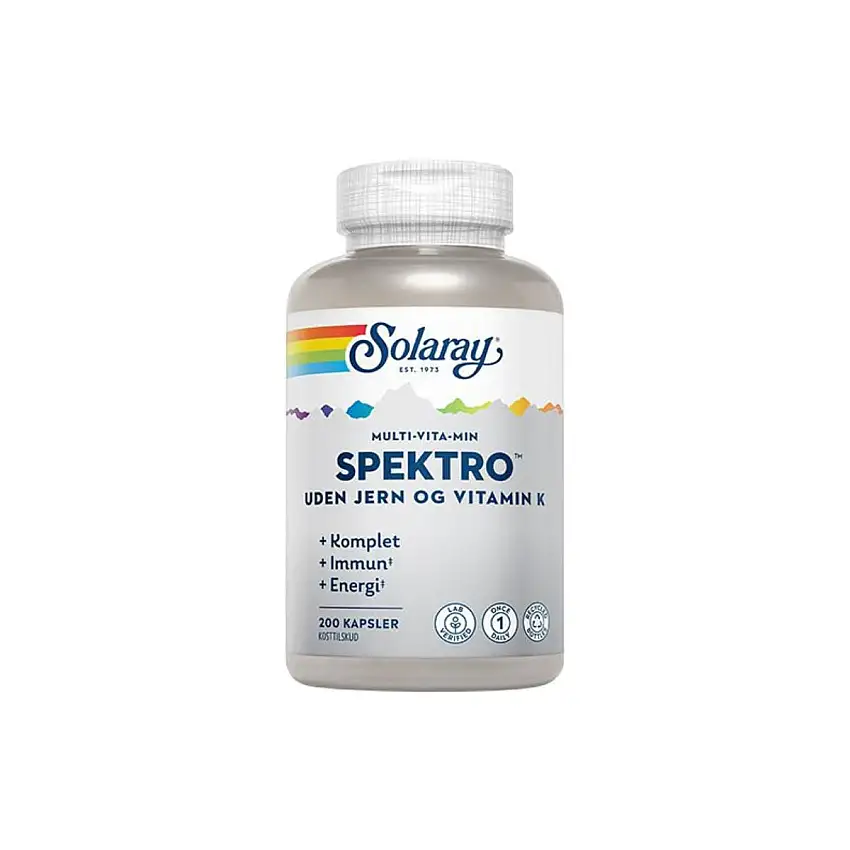 Solaray - Spektro uden Jern og Vitamin K - 200 kapsler