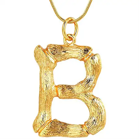 Gold Bamboo Alfabet / Bogstav Halskæde - B (U)