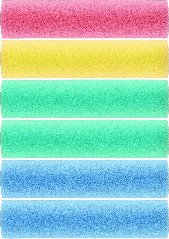 Hårruller, brede, 9253, 6 stk., lyserød 1 stk. + gul 1 stk. + grøn 2 stk. + blå 2 stk. 46548353