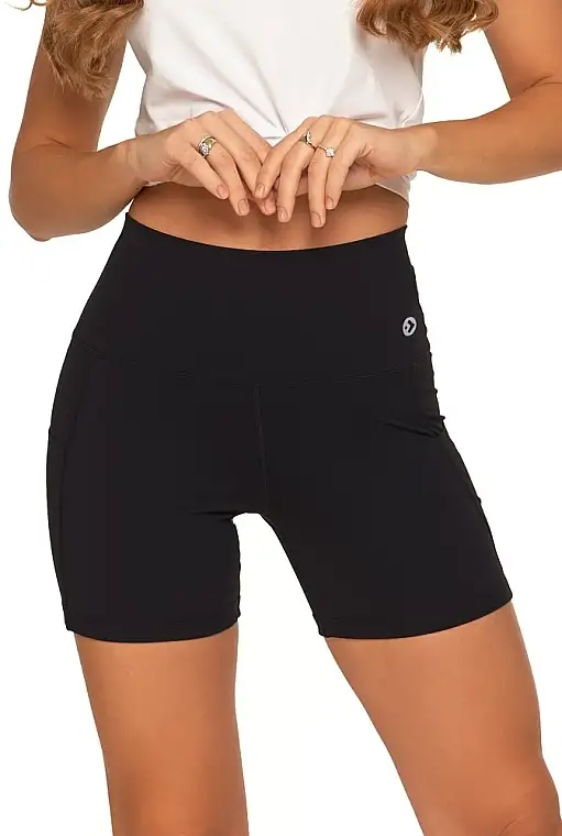 Dame sportsshorts med høj talje og lommer, RDL2800-004, sorte 91148101