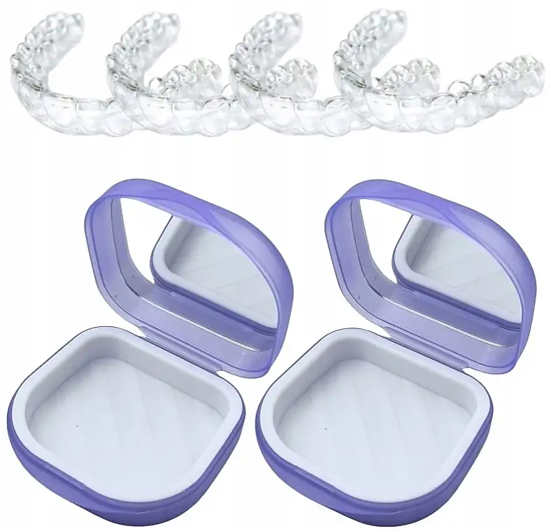 Sæt af skinner mod bruxisme (tænderskæren), størrelse M, 4 stk., lilla beholder 64343411
