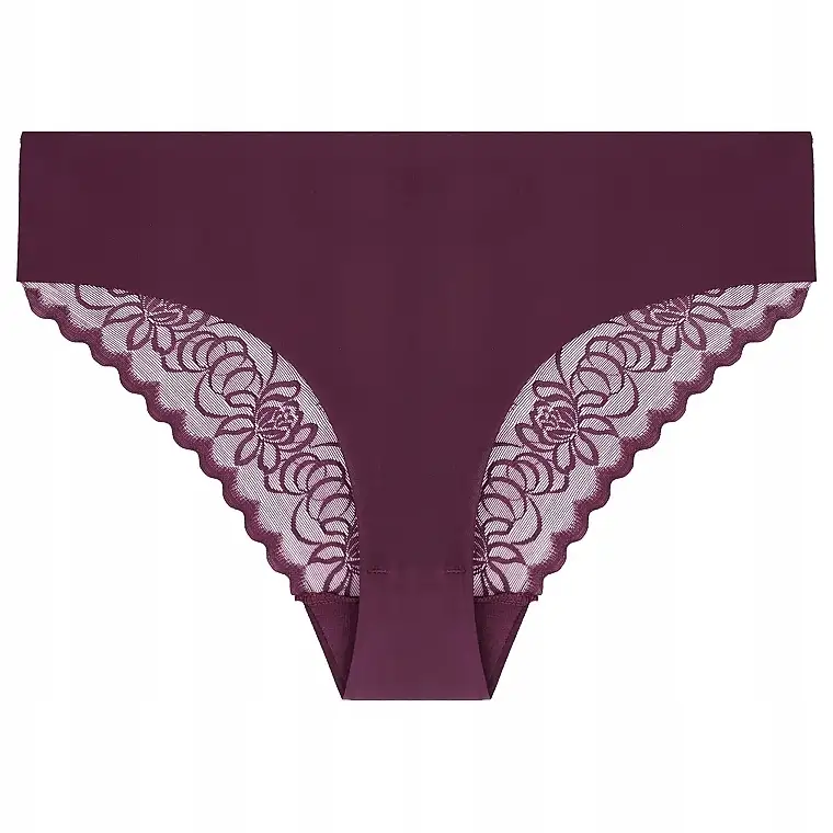 Kvinders trusser med blonde, glatte med laserskæring, bordeaux 92283757