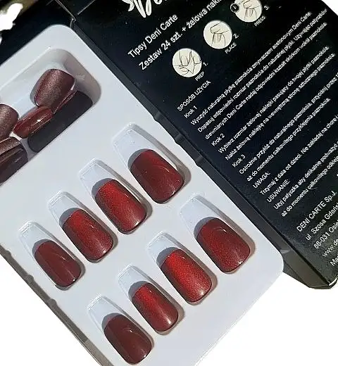 Red Cat Eye kunstlige negle, 24 stk. 51376834