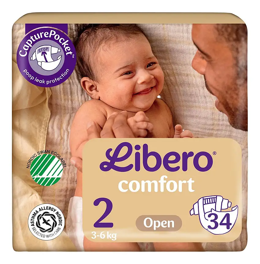 Libero Comfort 2 Åben Ble 3-6 kg - 34 stk.