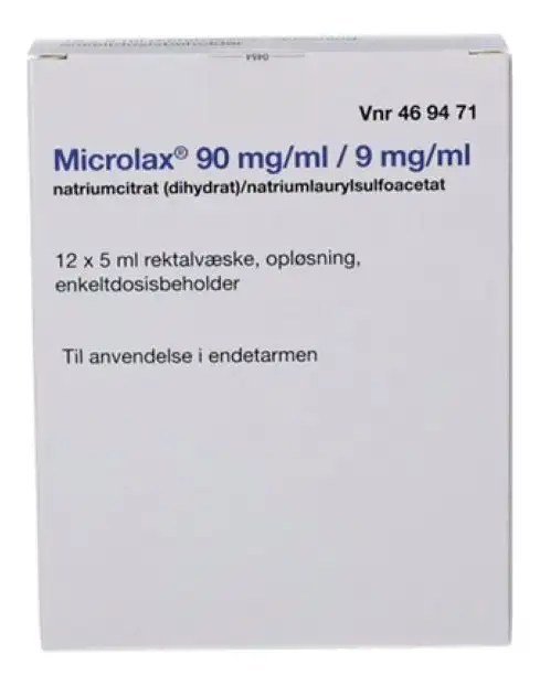 Microlax 2care4 90/9 mg/ml rektalvæskeopløsning - 12x5 ml.