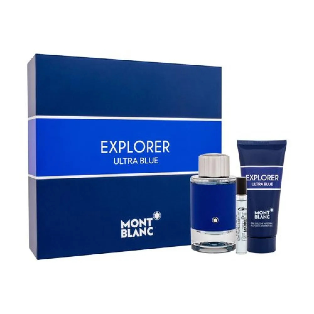 Montblanc Explorer Ultra Blue EDP 100 ml + EDP MINI 7,5 ml + SG til krop og hår 100 ml M