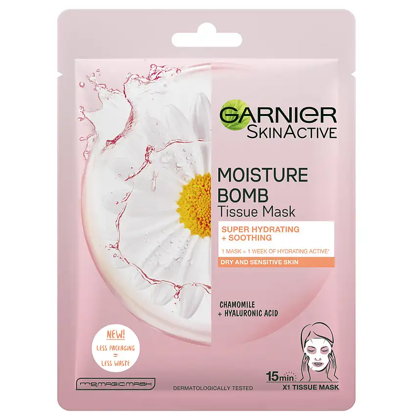 Garnier Skin Active Moisture Bomb Tissue-Mask, Dry & Sensitive Skin 1 stk.