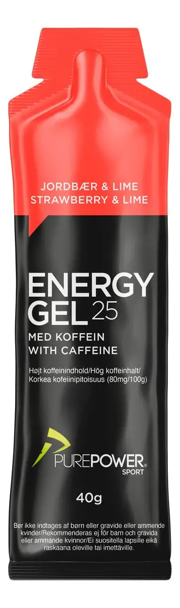 Purepower Energy Gel Jordbær/Lime Koffein - 40 g.