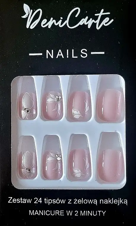 Falske negle "Hvide sommerfugle", 24 stk 84546728