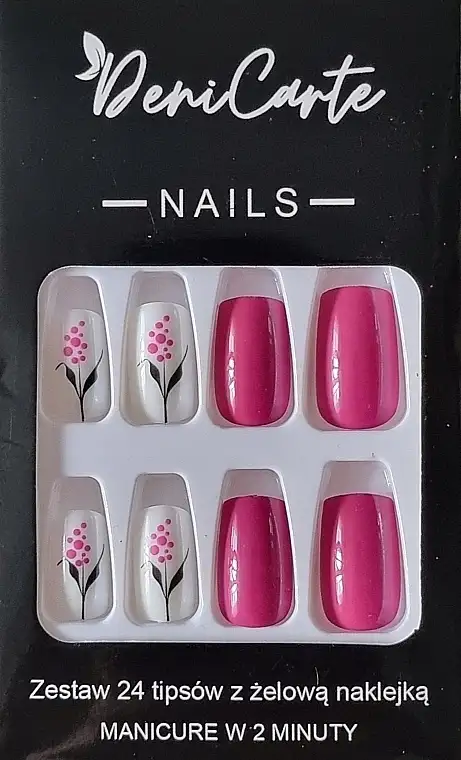 Falske negle, firkantede, amarant, 24 stk. 99562686